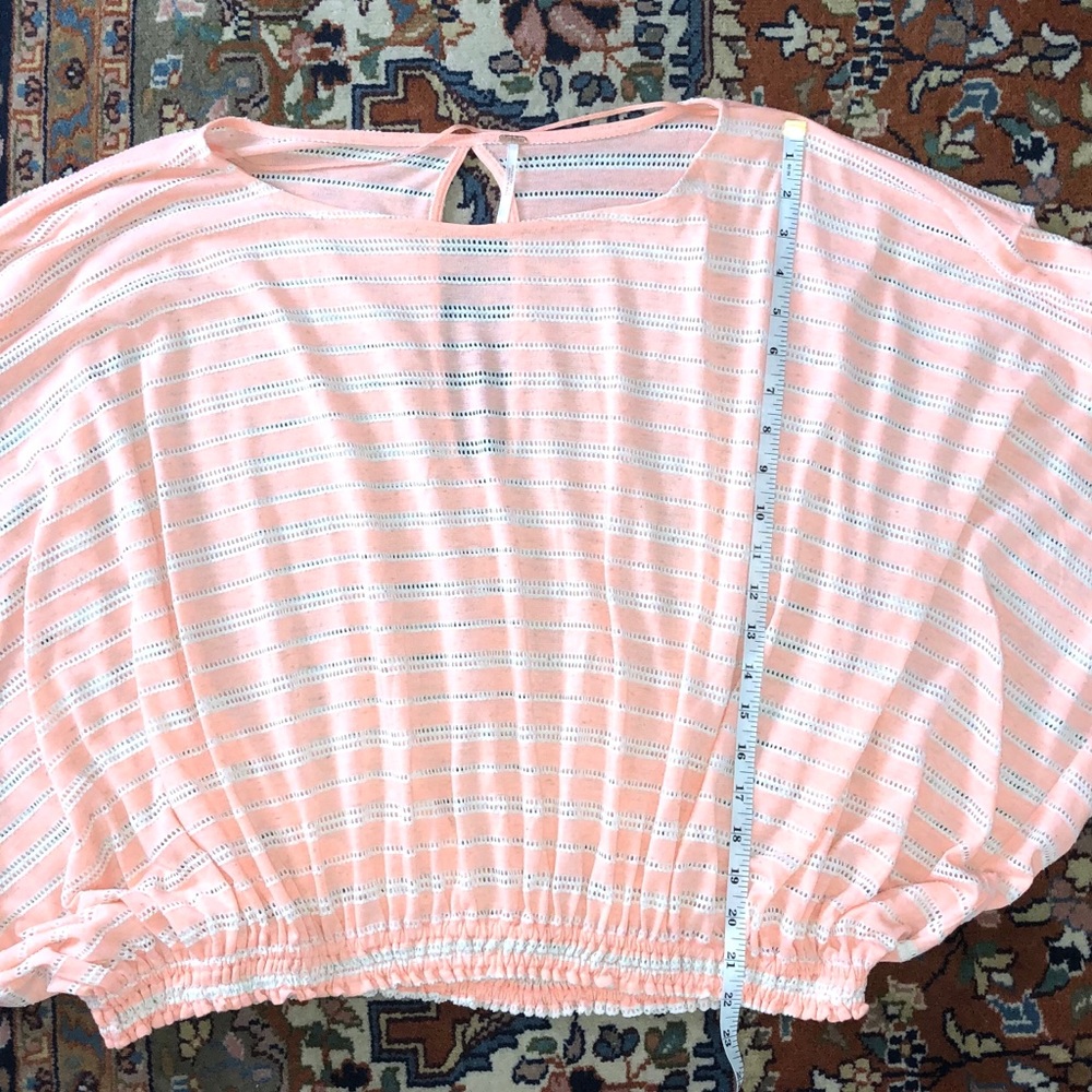 Free People Peach & White Off-shoulder Top - Picture 6 of 10